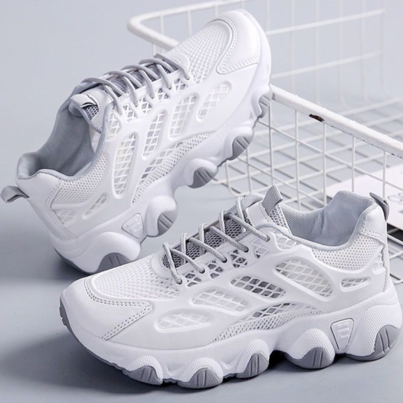 Running Shoes Women - Malha respirável chunky tênis esportes ao