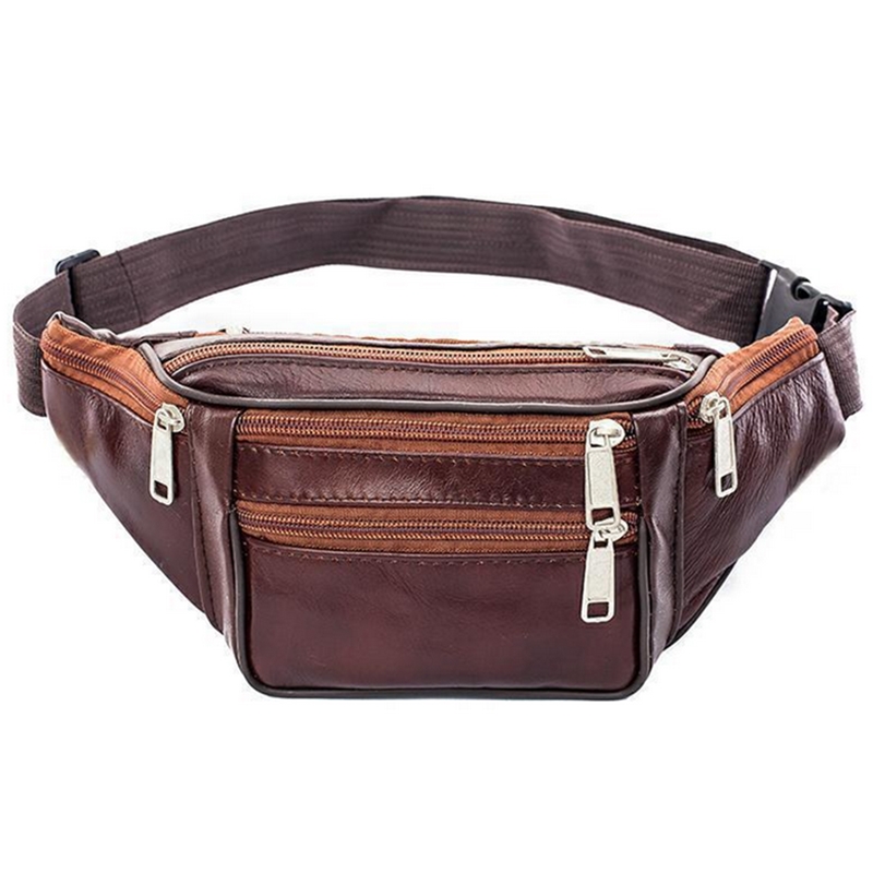 Running Belt - Homens de couro cintura saco peito