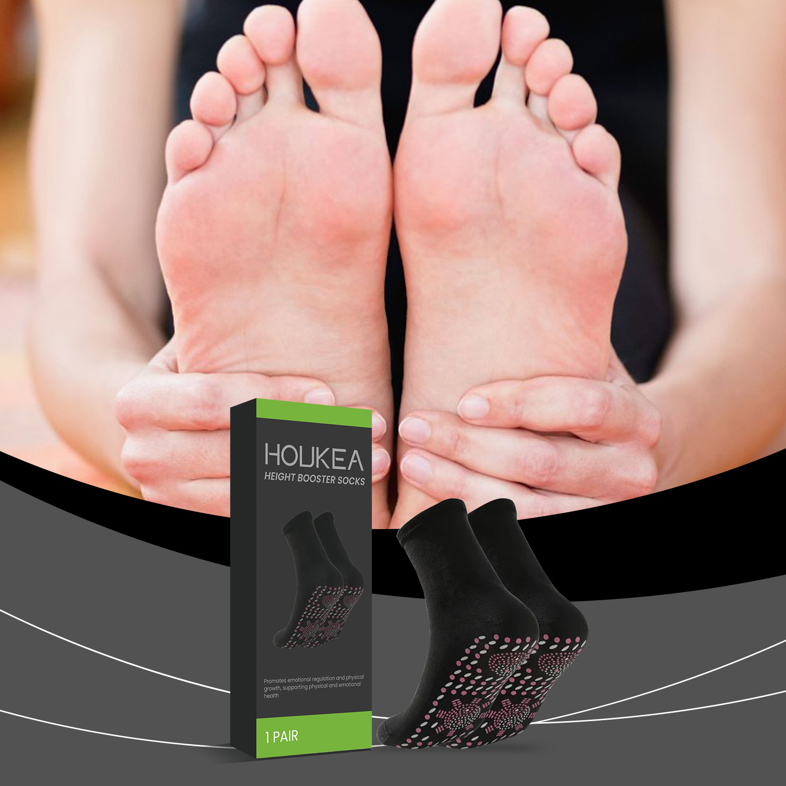 Meias para os pés com efeito d - Sports Socks avaliação e preço
